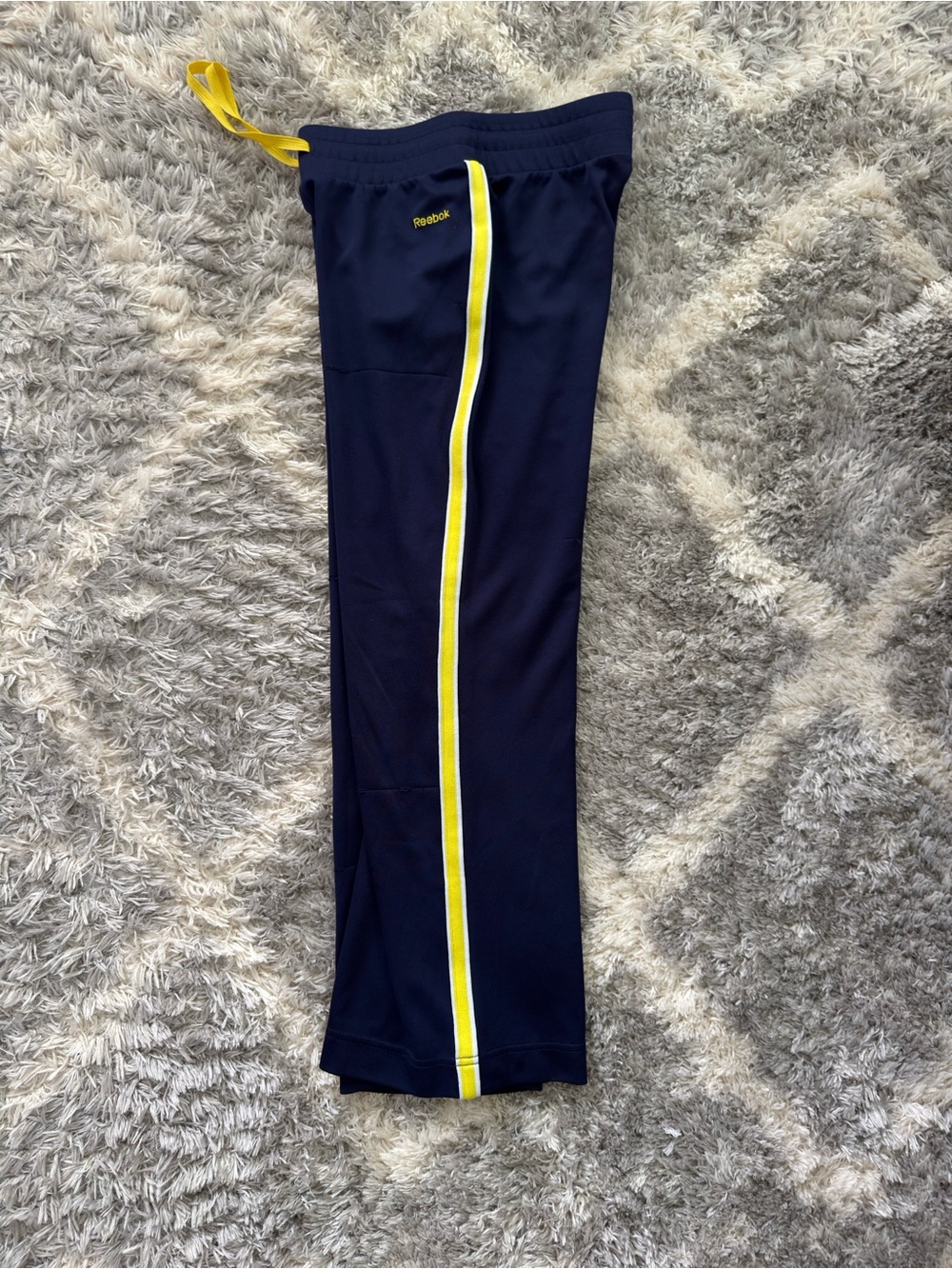 Reebok Navy Track Pants with Yellow Trim
